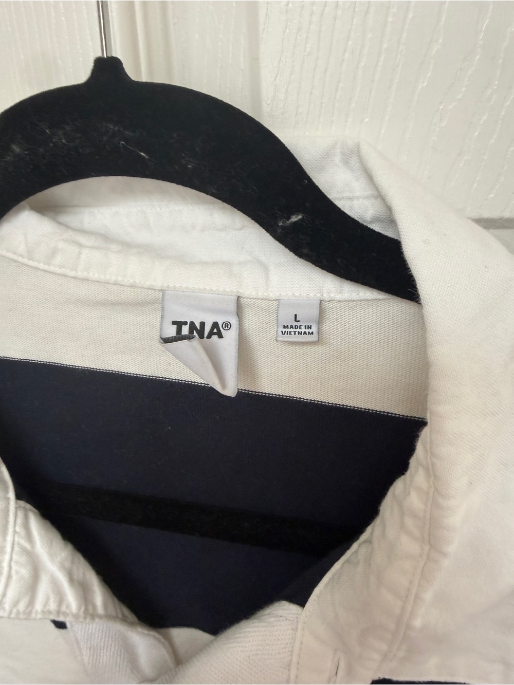 Aritzia Tna Mighty Cotton™ Lomu Polo Navy and White - Picture 4 of 8